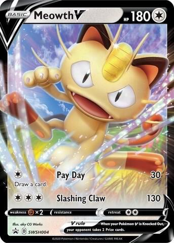 2019 Pokemon SWSH: Sword & Shield Promo Cards SWSH004 Meowth V - SWSH004 Promo
