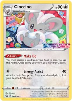 2019 Pokemon SWSH: Sword & Shield Promo Cards SWSH009 Cinccino - (Prerelease) 