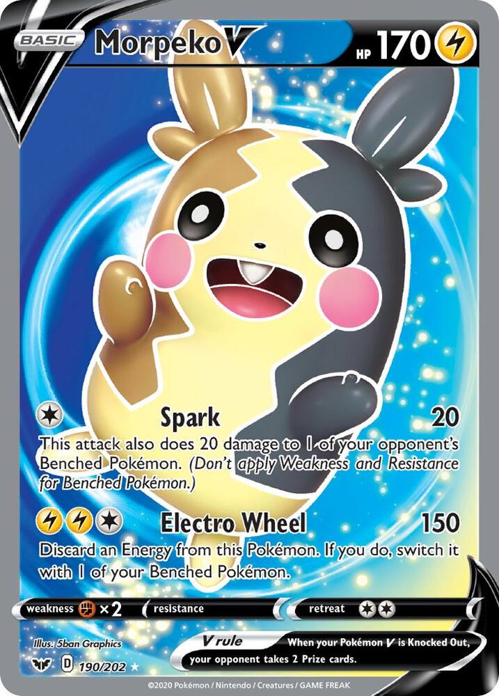 2020 Pokemon SWSH01: Sword & Shield Base Set 190/202 Morpeko V (Full Art) Ultra Rare