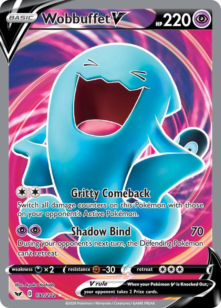 2020 Pokemon SWSH01: Sword & Shield Base Set 191/202 Wobbuffet V (Full Art) Ultra Rare