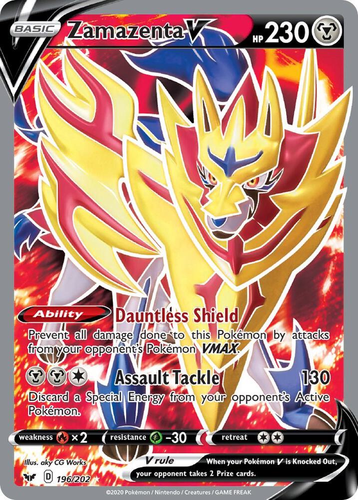 2020 Pokemon SWSH01: Sword & Shield Base Set 196/202 Zamazenta V (Full Art) Ultra Rare