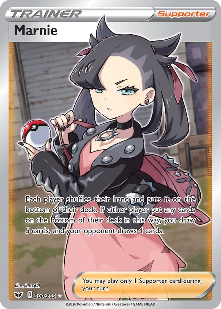 2020 Pokemon SWSH01: Sword & Shield Base Set 200/202 Marnie (Full Art) Ultra Rare