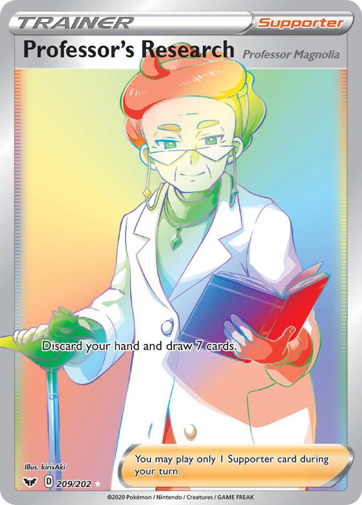 2020 Pokemon SWSH01: Sword & Shield Base Set 209/202 Professor's Research (Secret) Secret Rare
