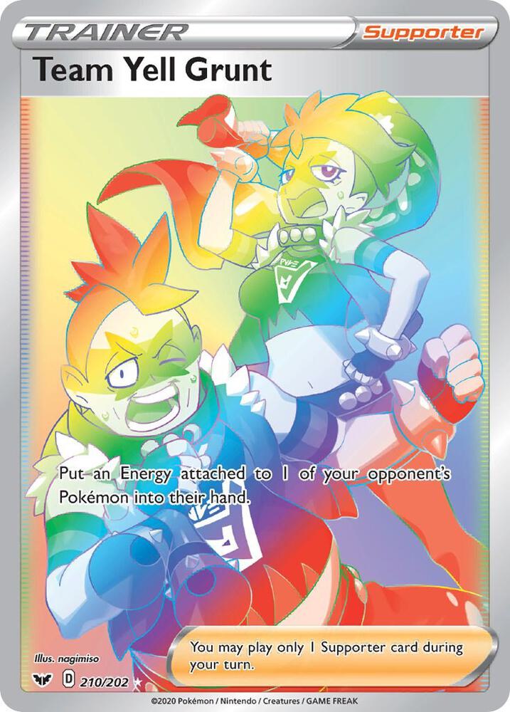 2020 Pokemon SWSH01: Sword & Shield Base Set 210/202 Team Yell Grunt (Secret) Secret Rare