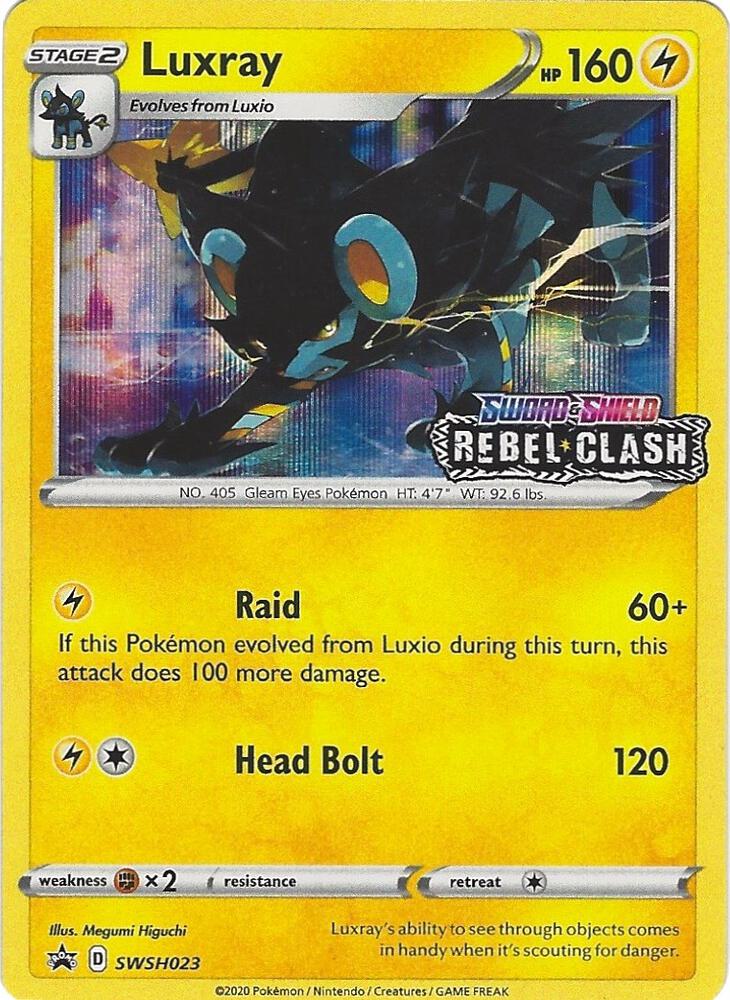 2019 Pokemon SWSH: Sword & Shield Promo Cards SWSH023 Luxray - (Prerelease)