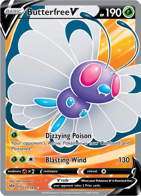 2020 Pokemon SWSH03: Darkness Ablaze 177/189 Butterfree V (Full Art) Ultra Rare