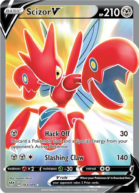 2020 Pokemon SWSH03: Darkness Ablaze 183/189 Scizor V (Full Art) Ultra Rare