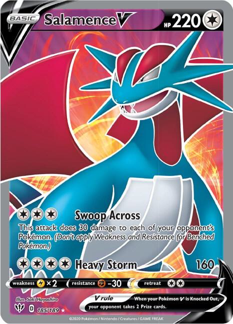 2020 Pokemon SWSH03: Darkness Ablaze 185/189 Salamence V (Full Art) Ultra Rare