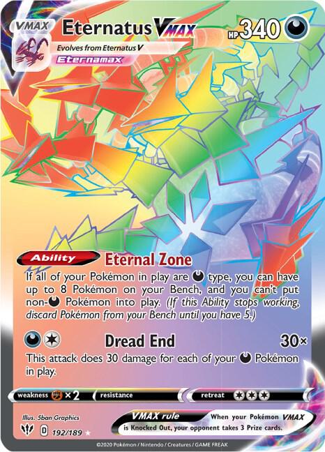 2020 Pokemon SWSH03: Darkness Ablaze 192/189 Eternatus VMAX (Secret) Secret Rare