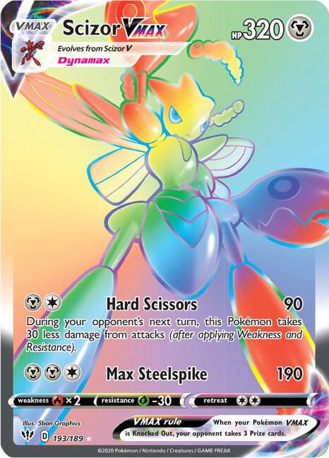 2020 Pokemon SWSH03: Darkness Ablaze 193/189 Scizor VMAX (Secret) Secret Rare