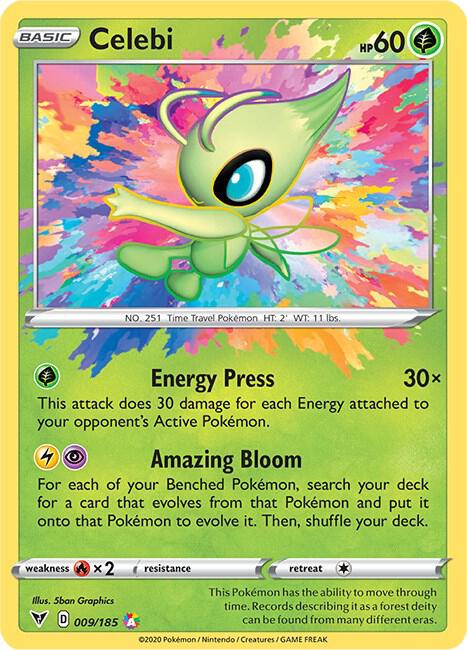 2020 Pokemon SWSH04: Vivid Voltage 009/185 Celebi Amazing Rare