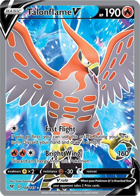 2020 Pokemon SWSH04: Vivid Voltage 168/185 Talonflame V (Full Art) Ultra Rare