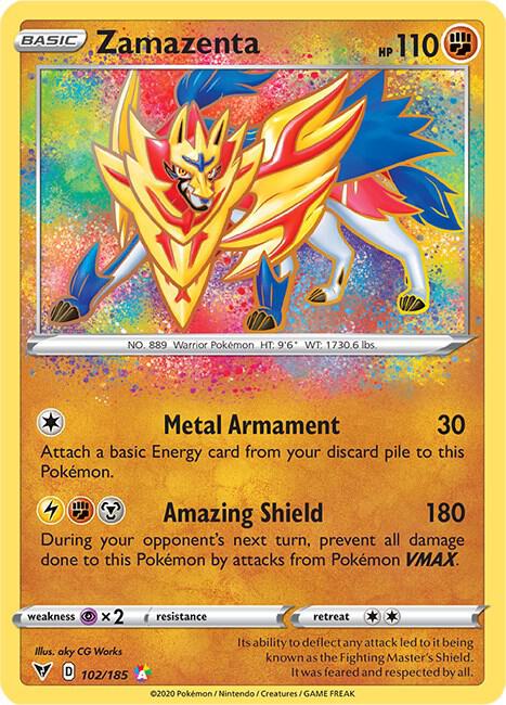 2020 Pokemon SWSH04: Vivid Voltage 102/185 Zamazenta Amazing Rare