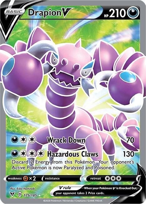 2020 Pokemon SWSH04: Vivid Voltage 175/185 Drapion V (Full Art) Ultra Rare