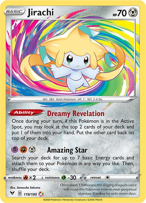 2020 Pokemon SWSH04: Vivid Voltage 119/185 Jirachi Amazing Rare