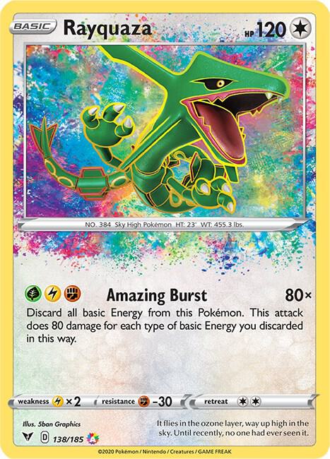 2020 Pokemon SWSH04: Vivid Voltage 138/185 Rayquaza Amazing Rare