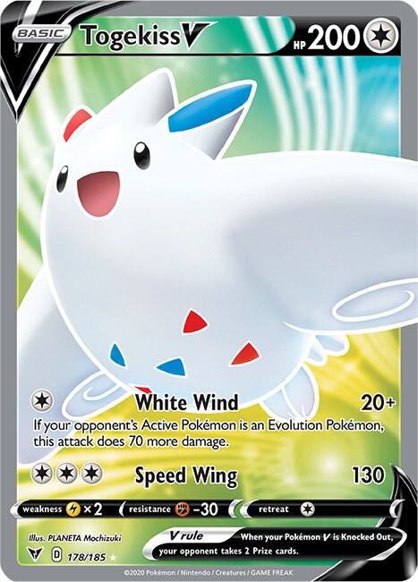 2020 Pokemon SWSH04: Vivid Voltage 178/185 Togekiss V (Full Art) Ultra Rare