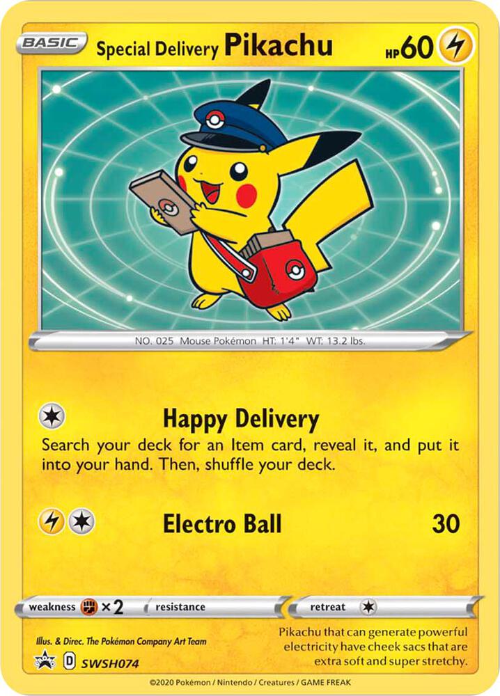 2019 Pokemon SWSH: Sword & Shield Promo Cards SWSH074 Special Delivery Pikachu