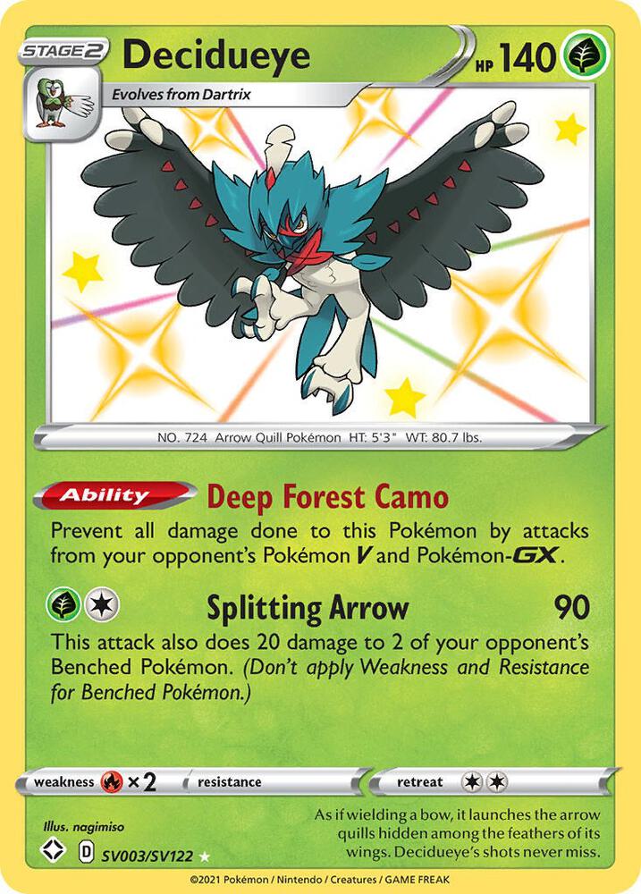 2021 Pokemon Shining Fates: Shiny Vault SV003/SV122 Decidueye Shiny Holo Rare