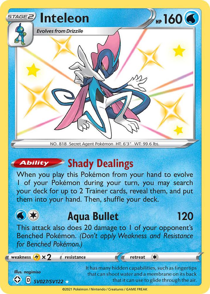 2021 Pokemon Shining Fates: Shiny Vault SV027/SV122 Inteleon Shiny Holo Rare