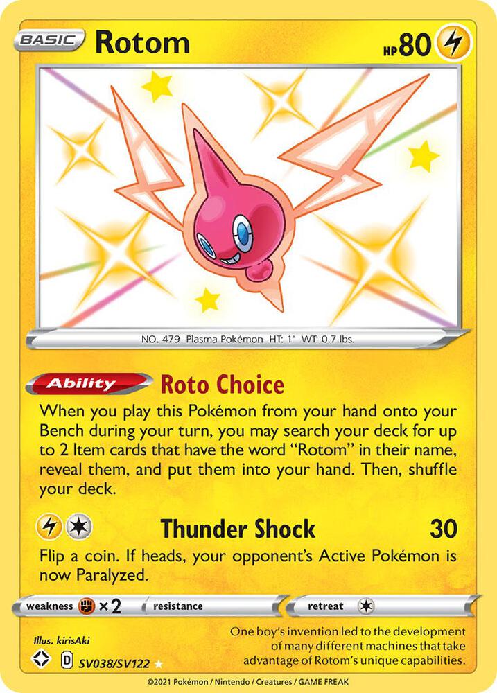 2021 Pokemon Shining Fates: Shiny Vault SV038/SV122 Rotom Shiny Holo Rare