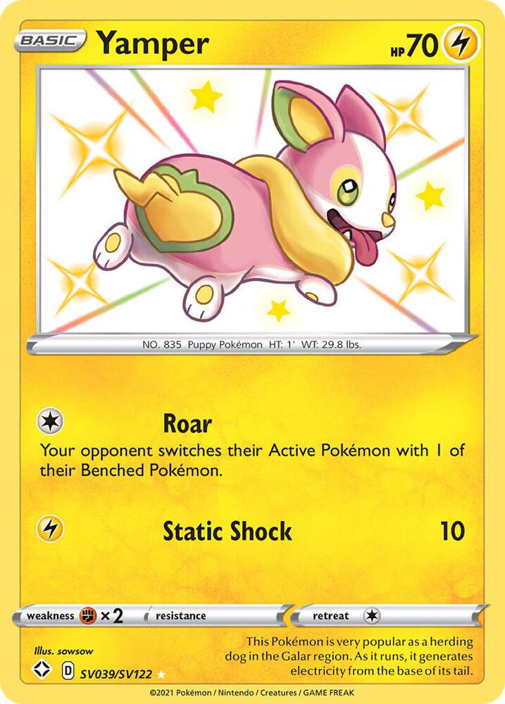 2021 Pokemon Shining Fates: Shiny Vault SV039/SV122 Yamper Shiny Holo Rare