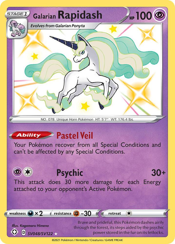 2021 Pokemon Shining Fates: Shiny Vault SV048/SV122 Galarian Rapidash Shiny Holo Rare