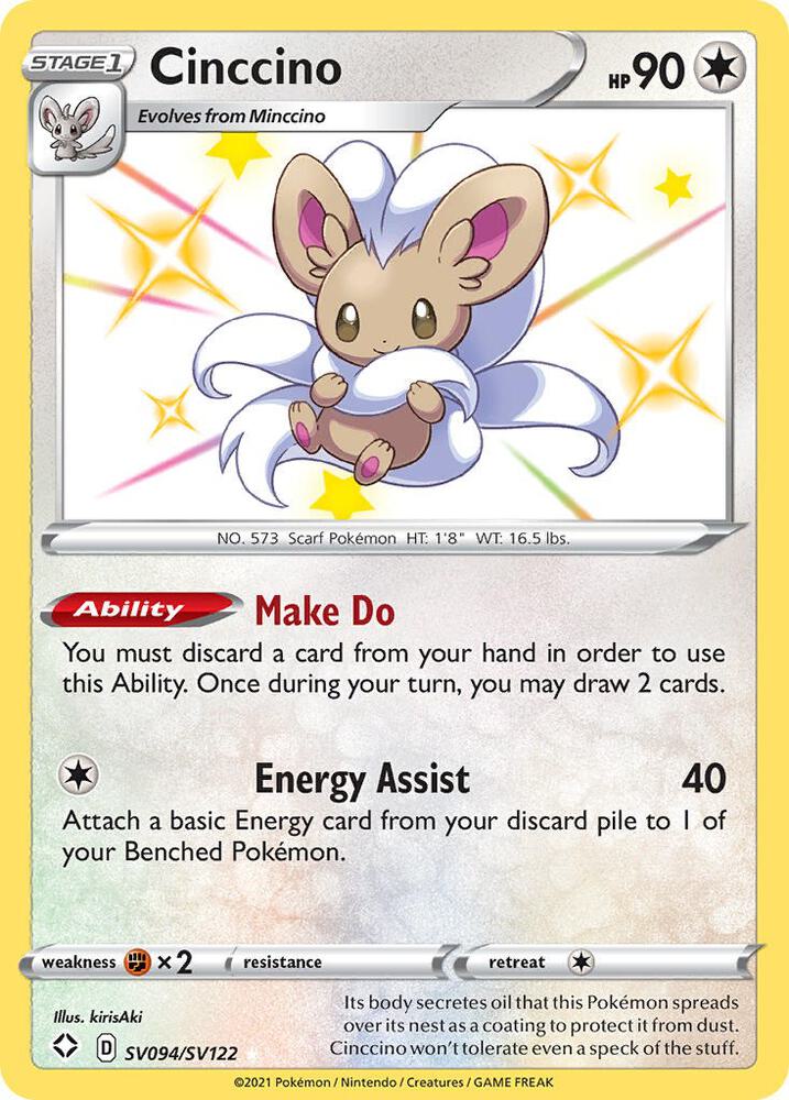 2021 Pokemon Shining Fates: Shiny Vault SV094/SV122 Cinccino Shiny Holo Rare