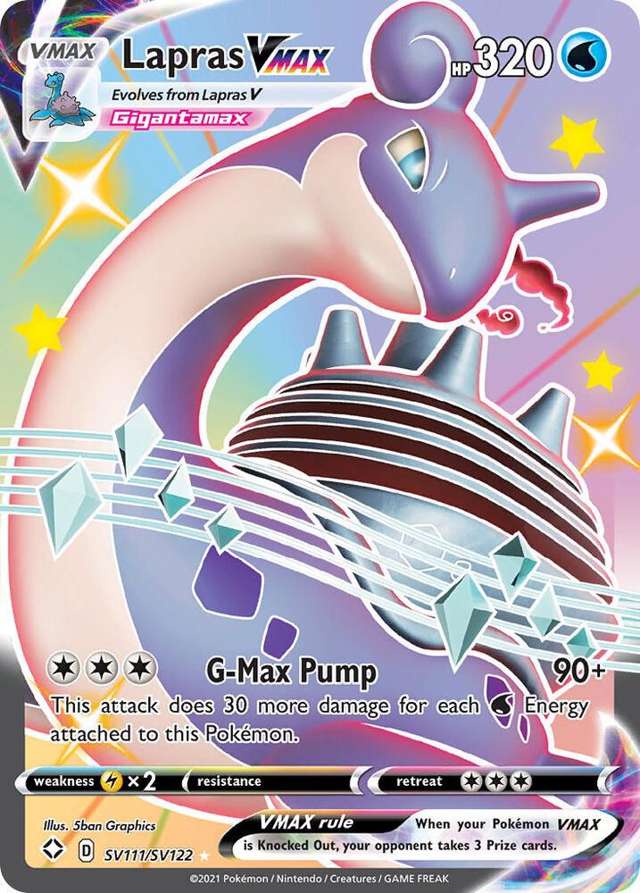 2021 Pokemon Shining Fates: Shiny Vault SV111/SV122 Lapras VMAX Shiny Holo Rare