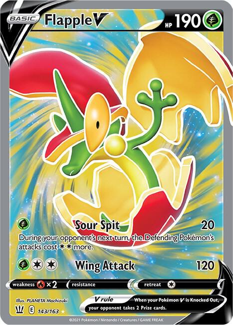 2021 Pokemon SWSH05: Battle Styles 143/163 Flapple V (Full Art) Ultra Rare