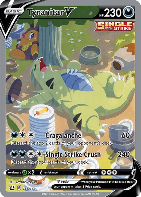 2021 Pokemon SWSH05: Battle Styles 155/163 Tyranitar V Alternate Art