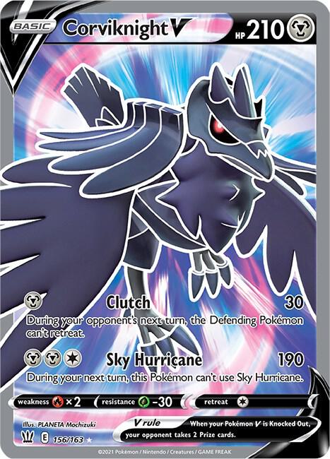 2021 Pokemon SWSH05: Battle Styles 156/163 Corviknight V (Full Art) Ultra Rare