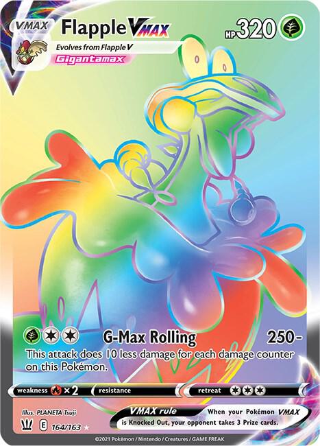 2021 Pokemon SWSH05: Battle Styles 164/163 Flapple VMAX (Secret) Secret Rare