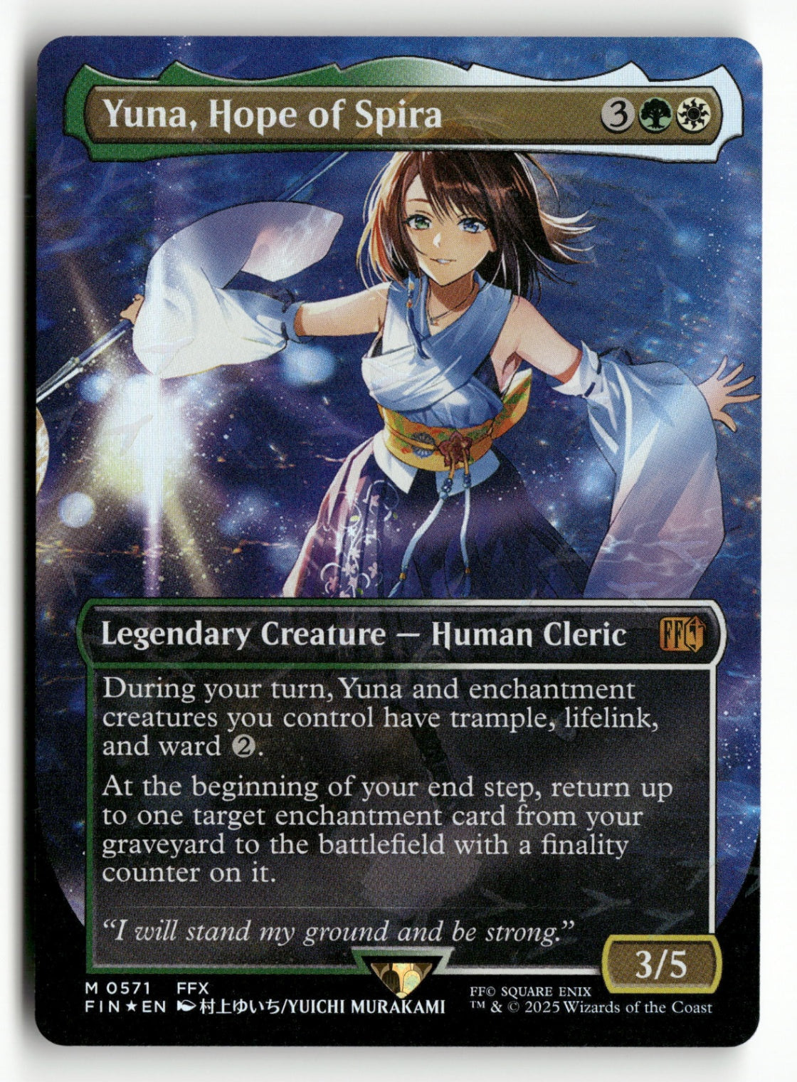 MTG FINAL FANTASY 571 Yuna, Hope of Spira (Borderless) (Chocobo Track Foil) M NM