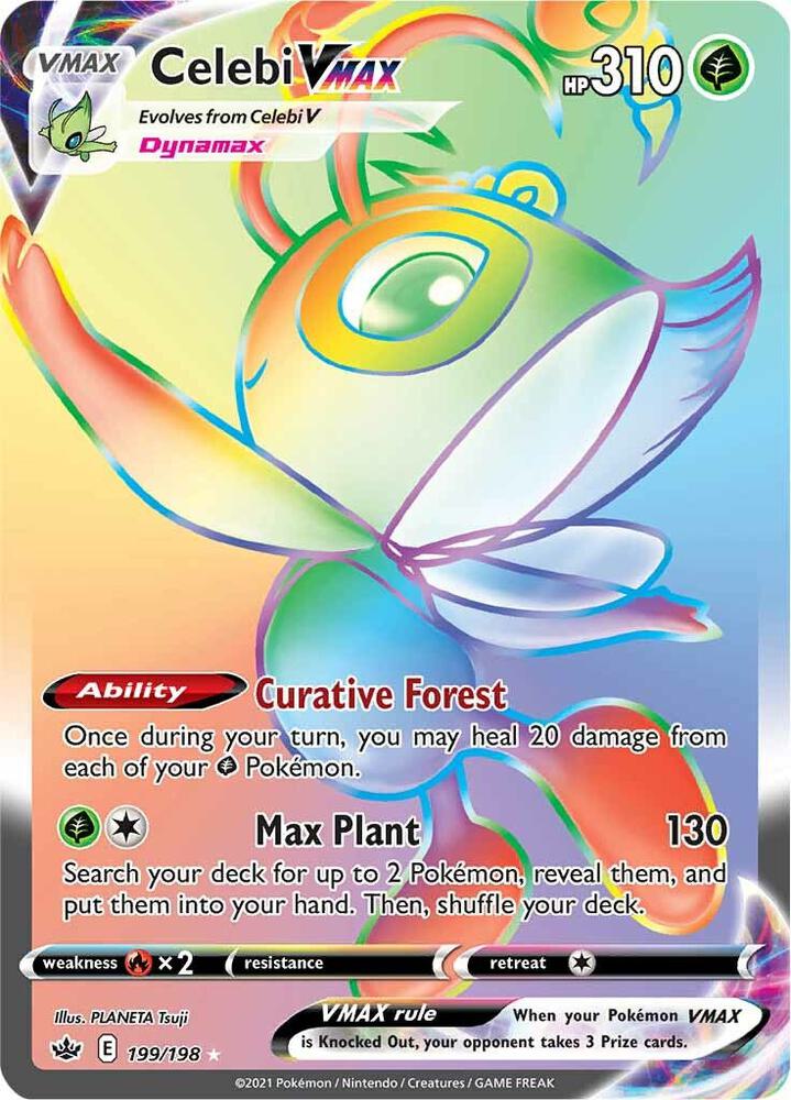 2021 Pokemon SWSH06: Chilling Reign 199/198 Celebi VMAX (Secret) Secret Rare