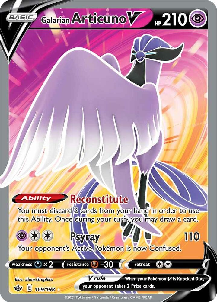 2021 Pokemon SWSH06: Chilling Reign 169/198 Galarian Articuno V Full Art