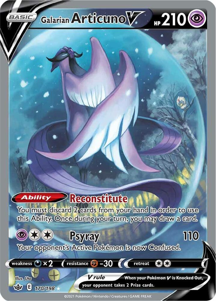 2021 Pokemon SWSH06: Chilling Reign 170/198 Galarian Articuno V Alternate Art