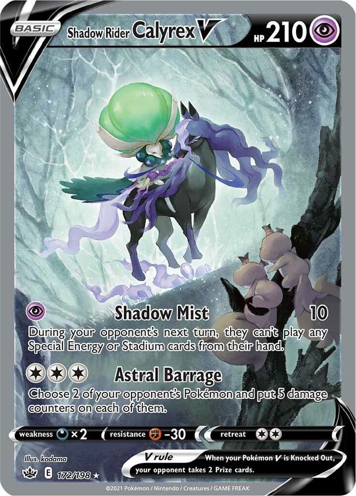 2021 Pokemon SWSH06: Chilling Reign 172/198 Shadow Rider Calyrex V Alternate Art
