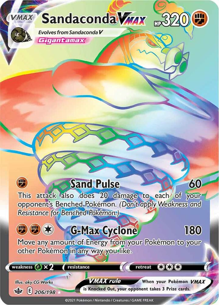 2021 Pokemon SWSH06: Chilling Reign 206/198 Sandaconda VMAX (Secret) Secret Rare