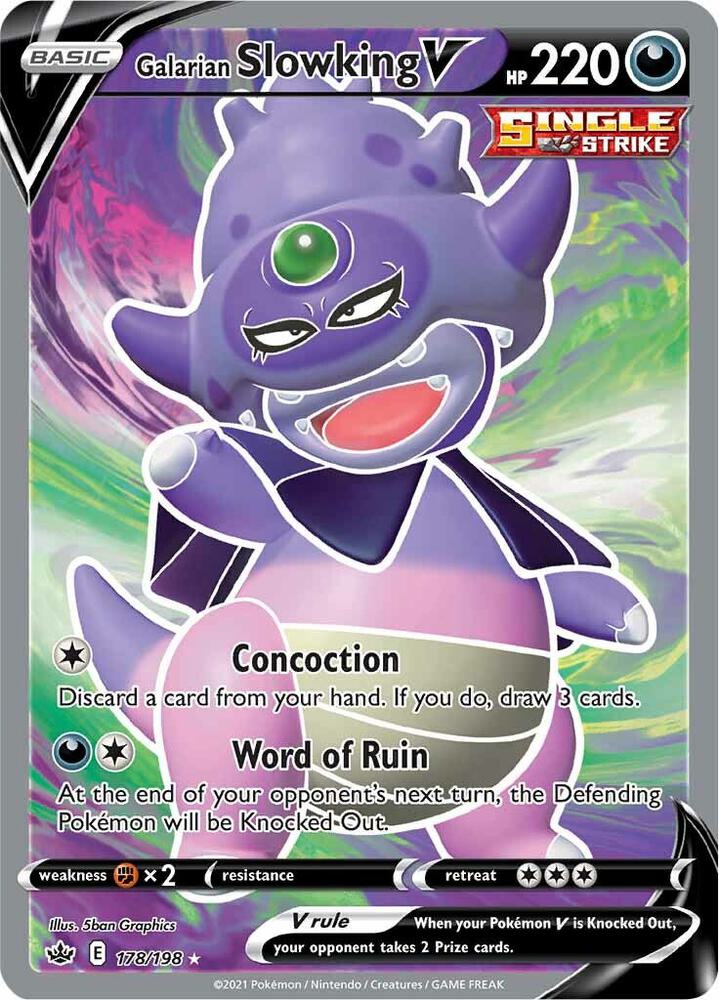 2021 Pokemon SWSH06: Chilling Reign 178/198 Galarian Slowking V Full Art