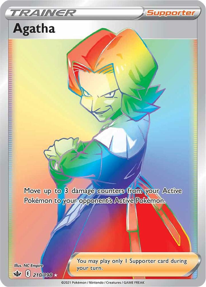 2021 Pokemon SWSH06: Chilling Reign 210/198 Agatha (Secret) Secret Rare