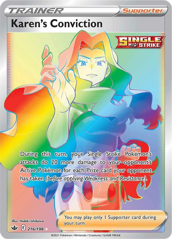 2021 Pokemon SWSH06: Chilling Reign 216/198 Karen's Conviction  Secret Rare