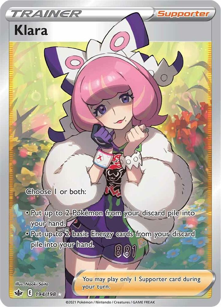 2021 Pokemon SWSH06: Chilling Reign 194/198 Klara (Full Art) Ultra Rare