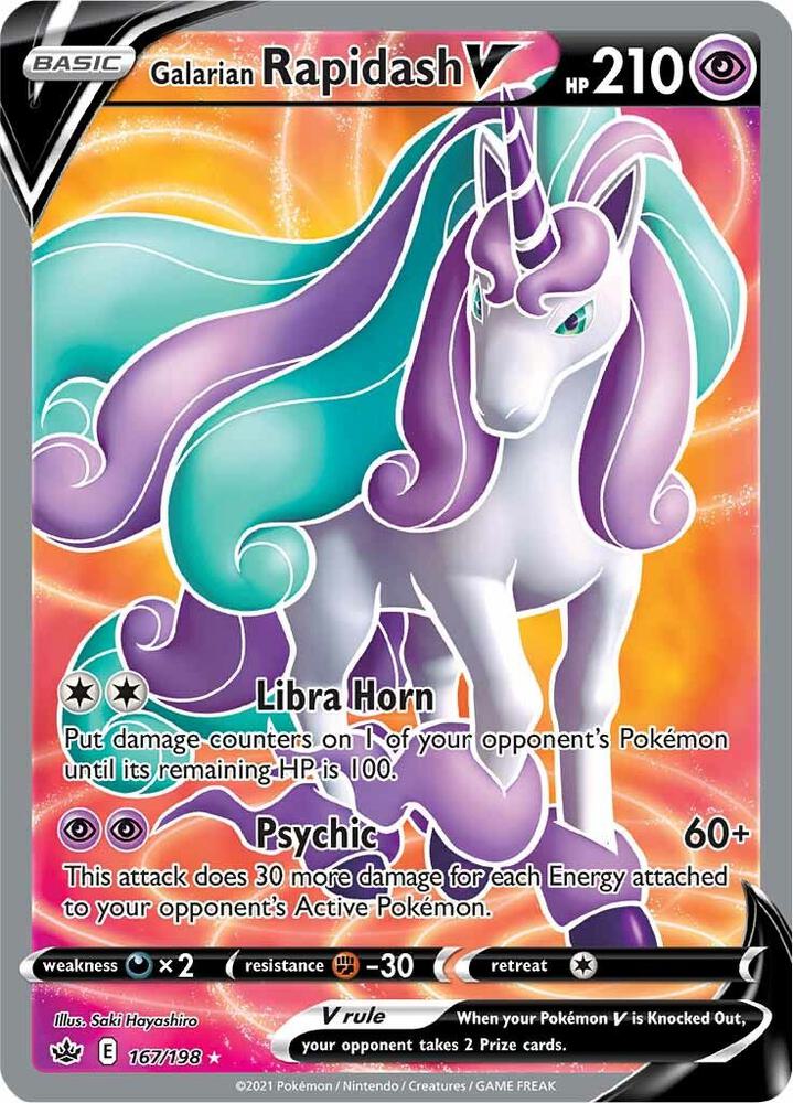 2021 Pokemon SWSH06: Chilling Reign 167/198 Galarian Rapidash V Full Art