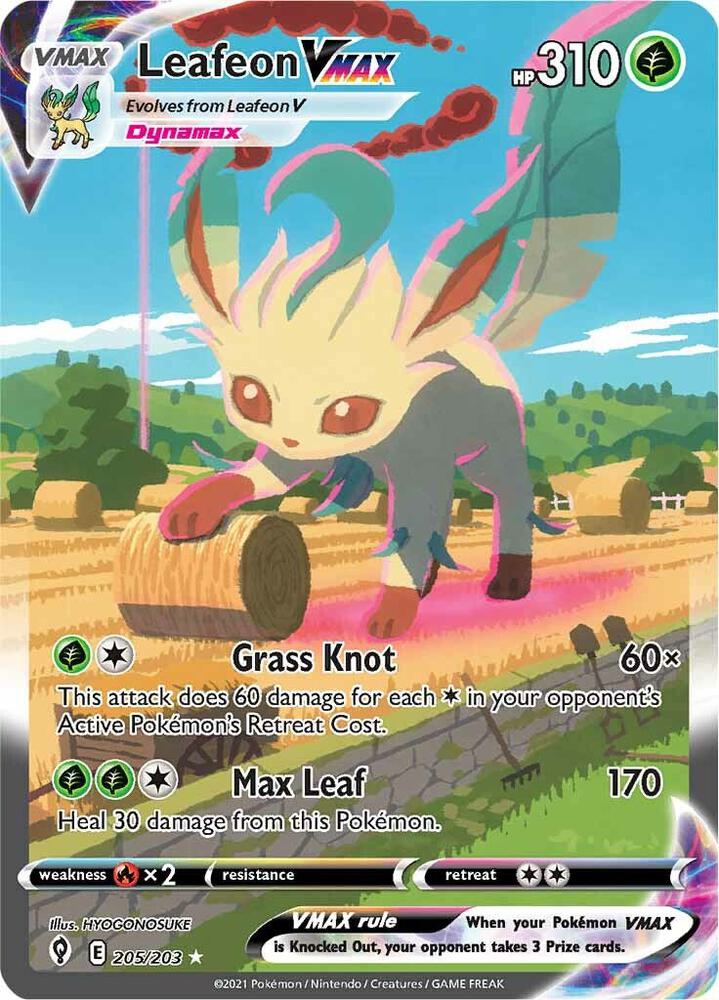 2021 Pokemon SWSH07: Evolving Skies 205/203 Leafeon VMAX Alternate Secret