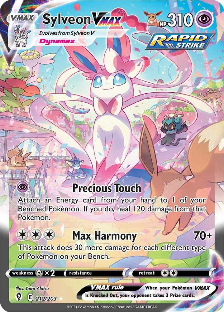 2021 Pokemon SWSH07: Evolving Skies 212/203 Sylveon VMAX Alternate Secret