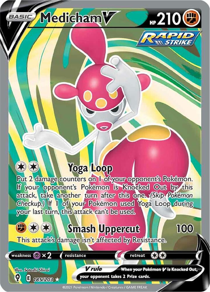 2021 Pokemon SWSH07: Evolving Skies 185/203 Medicham V (Full Art) Ultra Rare