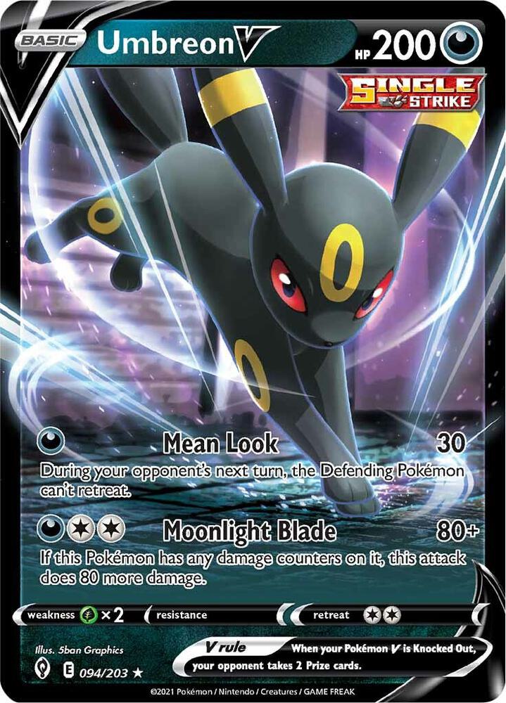 2021 Pokemon SWSH07: Evolving Skies 094/203 Umbreon V Ultra Rare