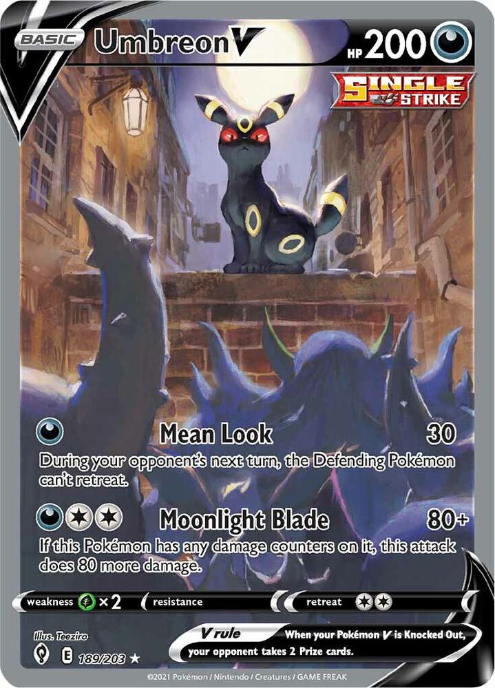 2021 Pokemon SWSH07: Evolving Skies 189/203 Umbreon V Alternate Art