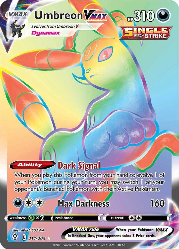2021 Pokemon SWSH07: Evolving Skies 214/203 Umbreon VMAX (Secret) Secret Rare